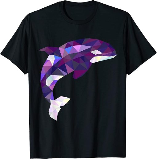 Color Fractal Polygon Orca Whale Ocean Mammal T-Shirt