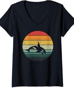 Womens Vintage Orca Retro Tee V-Neck T-Shirt