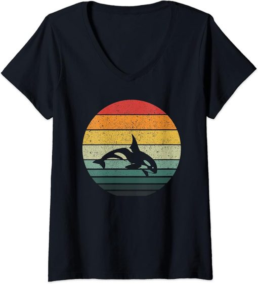 Womens Vintage Orca Retro Tee V-Neck T-Shirt