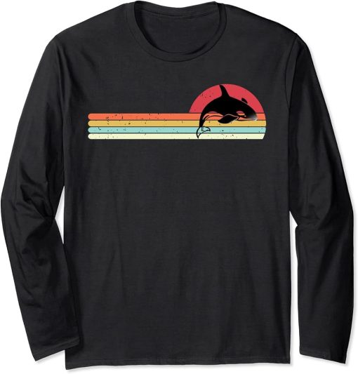 Killer Whale Ocean Animal Lover Orca Retro Style Long Sleeve T-Shirt