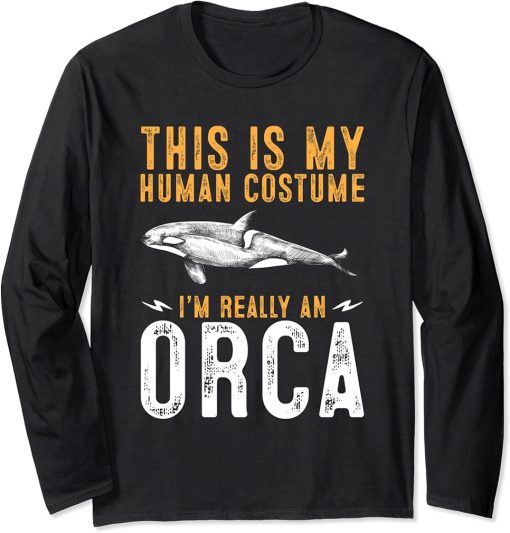 Funny Orca Lover Graphic for Women Men Kids Whale Long Sleeve T-Shirt