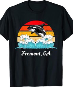 Vintage Fremont CA Distressed Orca Killer Whale Art T-Shirt