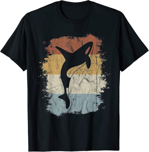 Fancy Retro Orca Silhouette Vintage Killer Whale Art T-Shirt