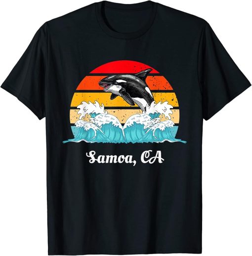 Vintage Samoa CA Distressed Orca Killer Whale Art T-Shirt