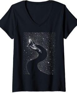 Womens Orca Vintage Retro Art, Whale ocean V-Neck T-Shirt