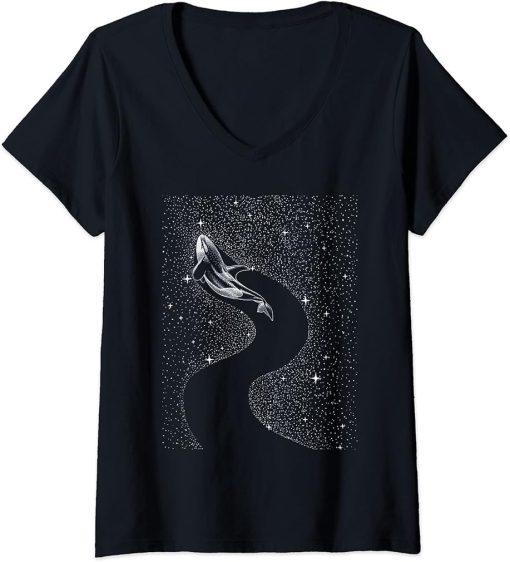 Womens Orca Vintage Retro Art, Whale ocean V-Neck T-Shirt