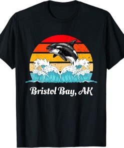 Vintage Bristol Bay AK Distressed Orca Killer Whale Art T-Shirt