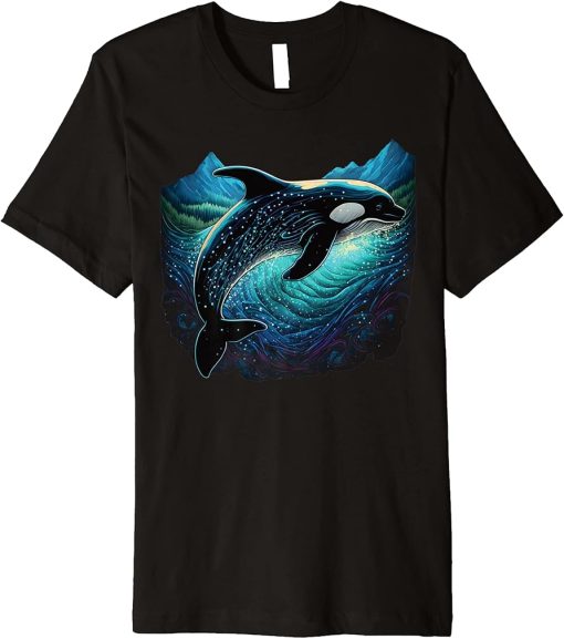 Colourful mystical orca whale watching dolphin pottwhale orca whale Premium T-Shirt